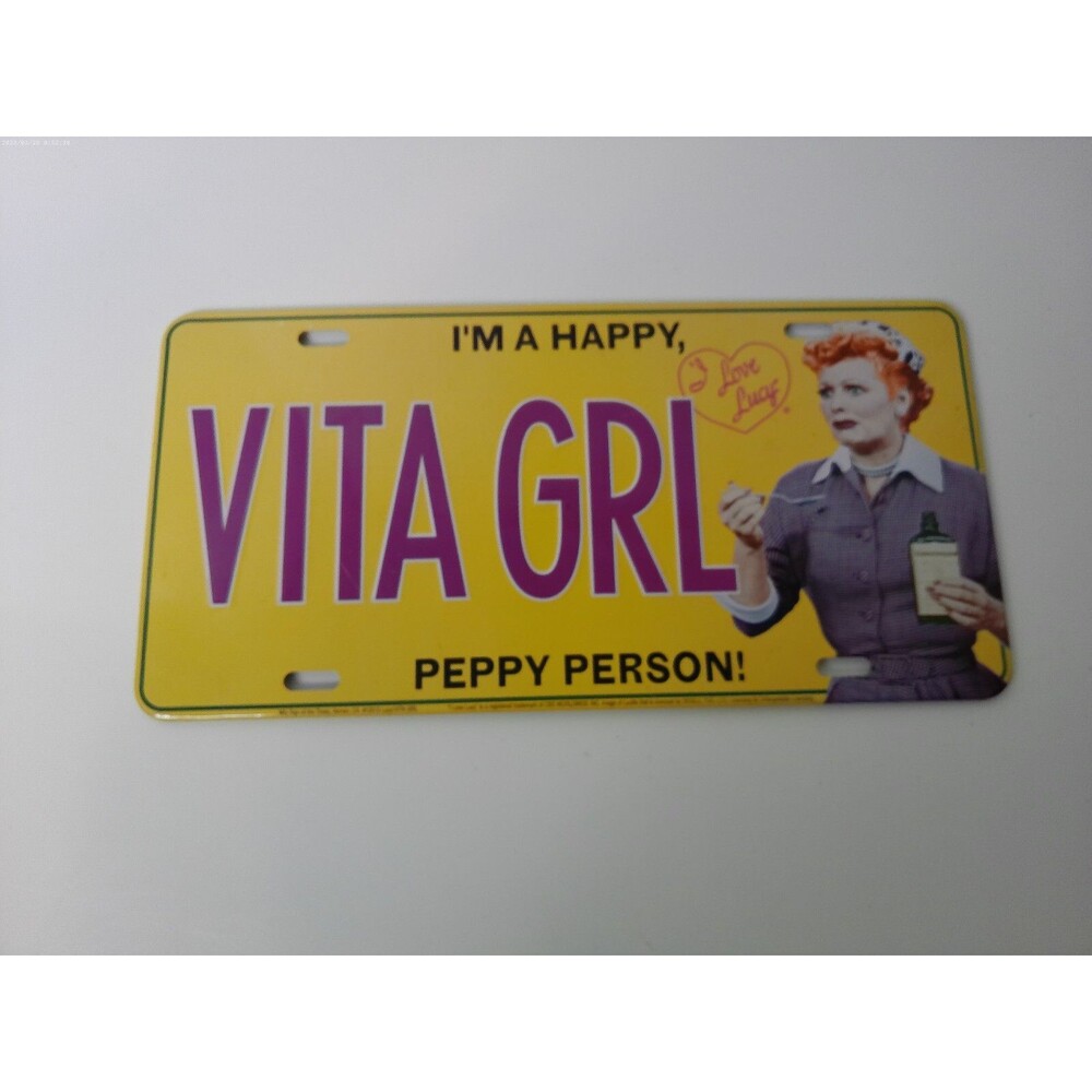 I Love Lucy License Plate I'm A Happy Vita Girl" Peppy Person